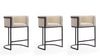 Cosmopolitan Mid-Century Modern Metal Upholstered Counter Stool in Cream - Set of 3 Bar Stool