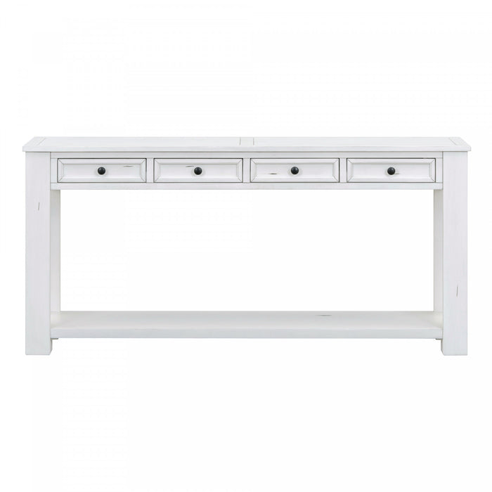 Gracie Solid Wood Console Table With Drawers And Shelf - Antique White
