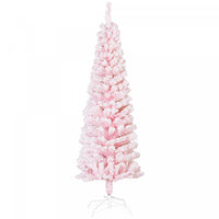 Homcom Snow Flocked Pencil Christmas Tree Slim Artificial Christmas Tree