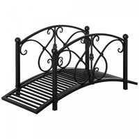 Outsunny Garden Bridge 3.3', Floral Pond Bridge With Safety Railings Black