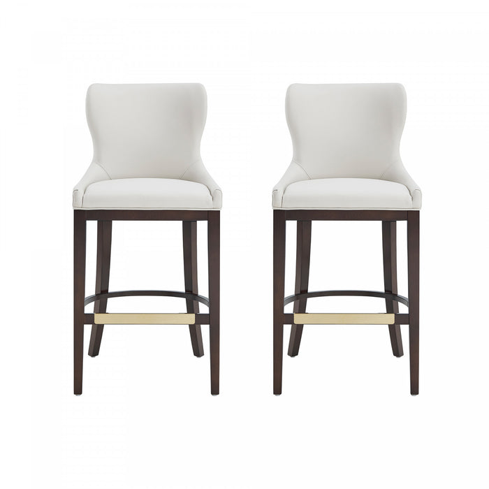 Blair Modern Wood Upholstered Barstool in White - Set of 2 Bar Stool