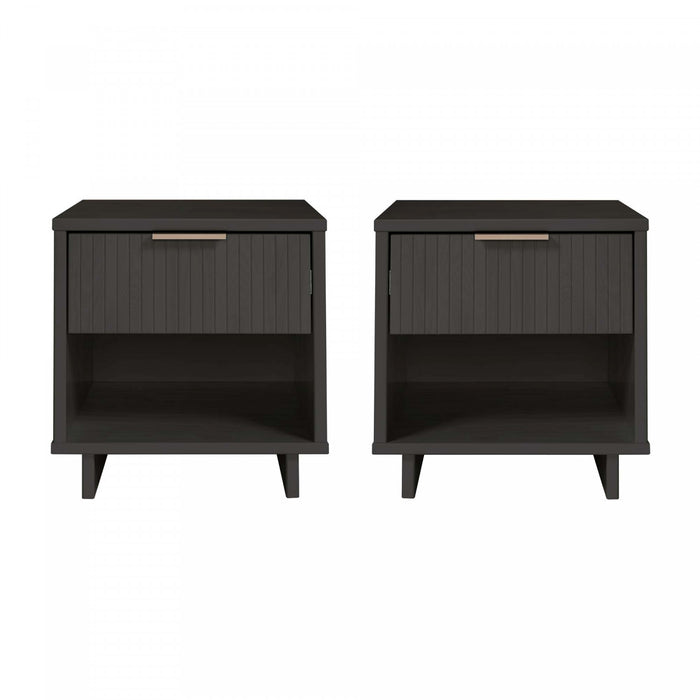 Granville Modern 18\" Nightstand in Charcoal Gray (1-Drawer) - Set of 2