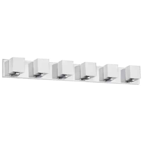 Dainolite Verona 6 Light Vanity Light Polished Chrome Finish White Glass Shade Lamp