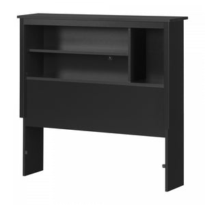 Vito Bookcase Headboard With Storage - Pure Black 