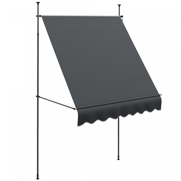 Outsunny 6.5' X 4' Retractable Awning, Freestanding & Non-screw, Dark Grey