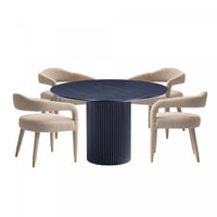 Aspen and Hathaway Modern Industry Chic 5-Piece Dining Set in Silver Lining and Black