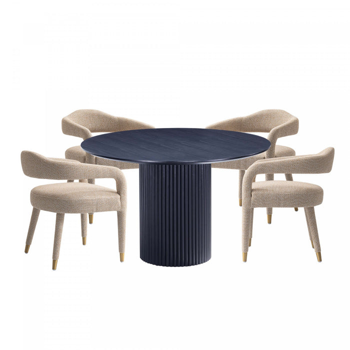 Aspen and Hathaway Modern Industry Chic 5-Piece Dining Set in Silver Lining and Black