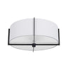 Dainolite Preston 3 Light Semi-flush Mount Matte Black White Shade Lamp