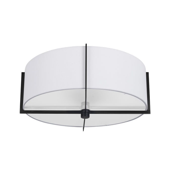 Dainolite Preston 3 Light Semi-flush Mount Matte Black White Shade Lamp