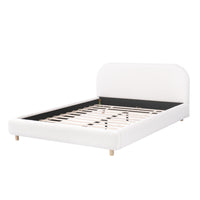 Mia Upholstered Bed with Loop-Pile Fabric,Queen Size - Light Beige