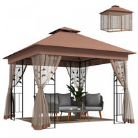 Outsunny 10' x 10' Patio Gazebo, Outdoor Gazebo Canopy, Dark Brown