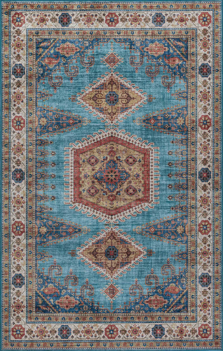 Tracy Traditional 8'0\" x 10'0\" Area Rug in Blue Indoor Area Rug