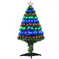 Homcom 3ft Pre-lit Fiber Optic Artificial Christmas Tree With 90 Led Lights And Branch Tips
