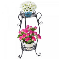Outsunny 2-tier Flower Pot Stand, Freestanding Plant Display Rack Indoor Outdoor, Metal Plant Stand,