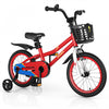 Costway 16\" Kid's Bike With Removable Training Wheels & Basket For 4-7 Years Old Red