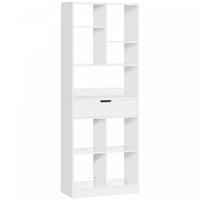 HOMCOM Tall Bookshelf with Drawer for Home Office, White