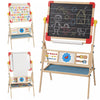 Qaba Art Easel for Kids, 3-in-1 Wooden Standing Kids Easel with Double-Sided Magnetic Whiteboard & Chalkboard, 360° Rotating, Foldable, Gift for Boys, Girls Ages 3-8, Natural