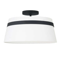 Dainolite Symphony 3 Light Semi-flush Mount Matte Black White Shade Lamp
