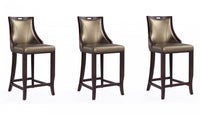 Emperor Traditional Wood Upholstered Barstool in Bronze - Set of 3 