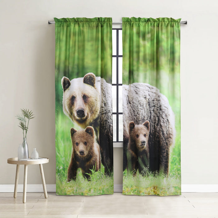 Habitat Bears Light Filtering Pole Top Curtain Panel Pair - 37 x 84