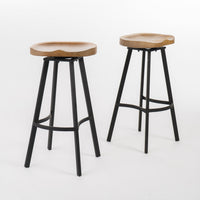 Larry Swivel Barstool Set Of 2 With 360° rotating Seat - Antique Natural 