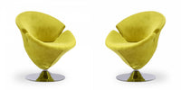Tulip Modern Velvet Swivel Lounge Chair in Green - Set of 2