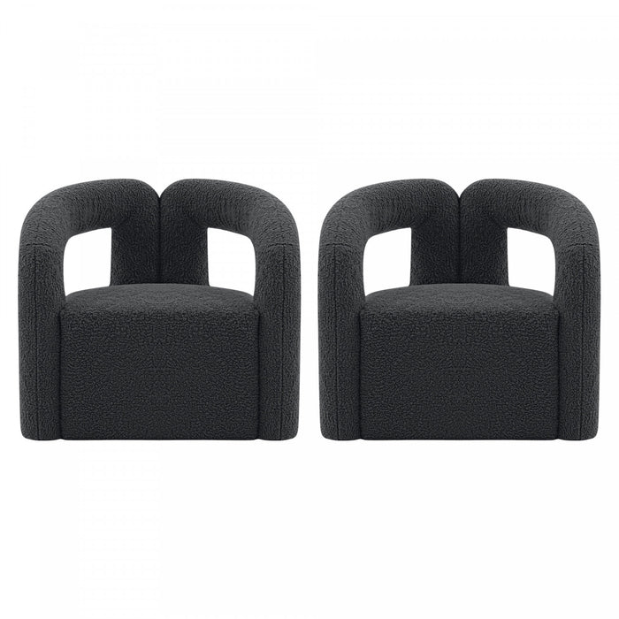 Darian Modern Boucle Lounge Chair in Black - Set of 2