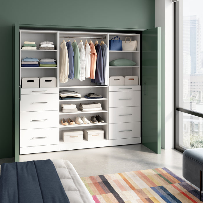 Bestar Florence 85\" Modular Reach-In/Walk-In Closet System with Storage - White