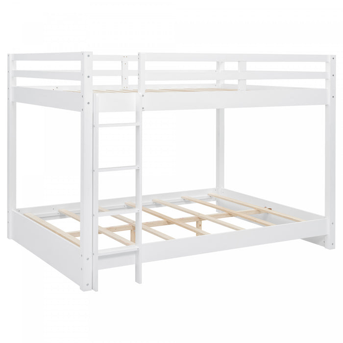 Ethan Solid Wood Queen Size Bunk Bed with Ladder, Sturdy & Space-Saving, White