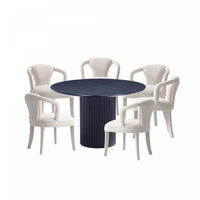 Hathaway and Palmer Modern Industry Chic 7-Piece Dining Set in Silver Lining and Black Dining Room Set 