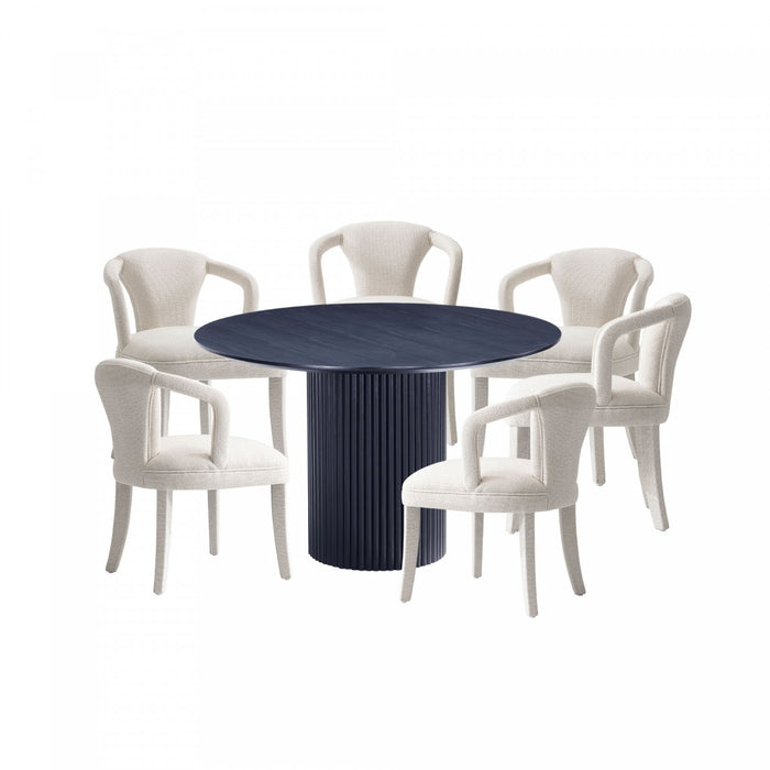 Hathaway and Palmer Modern Industry Chic 7-Piece Dining Set in Silver Lining and Black Dining Room Set