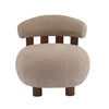Nube Modern Boucle Accent Chair with Curved Backrest and Four-Leg Design, Light Brown, Walnut | Nube Fauteuil d'Appoint Moderne en Bouclette a Dossier Courbe et Quatre Pieds, Brun Clair, Noyer