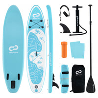 Goplus Large Inflatable Sup Board, Portable Paddle Board With 5d Rings Stand Up Paddle Board For Youth & Adult Turquoise