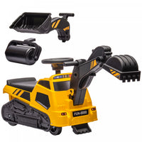 Aosom 3 In 1 Ride On Excavator Bulldozer Road Roller, No Power Pretend Play Construction With Music,