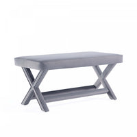 Abigail Mid-Century Modern Upholstered Velvet Accent Bench in Gray 