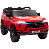 Qaba 2 Seater Electric Car For Kids, 12v 7ah Lexus Gx550 Licensed Battery Powered Ride On Car With Remote Control, 4 Wheel Suspension System, Usb, Led Light, 3 Speed, Red