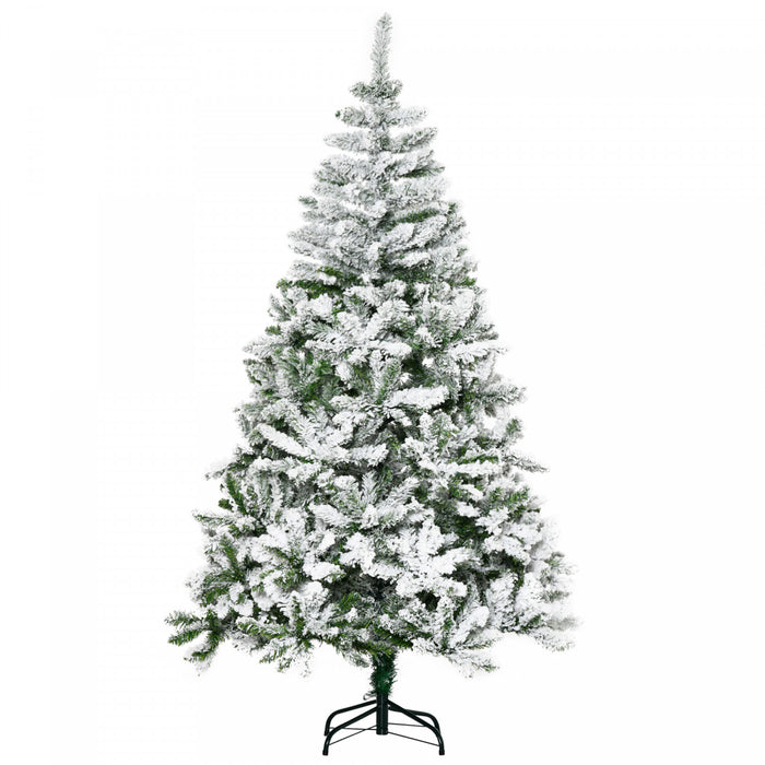 Homcom Snow Flocked Artificial Christmas Tree With Realistic Branches Tips