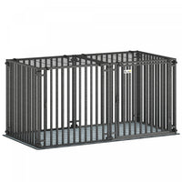 PawHut 55 Inch Heavy Duty Dog Crate, Extra Large Metal Dog Cage Kennel with Mat for Small Medium Large Breeds, Modular Puppy Playpen with Door for Indoor Outdoor, Black
