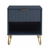 Dumbo Modern 20\" Fluted Nightstand in Midnight Blue (1-Drawer)