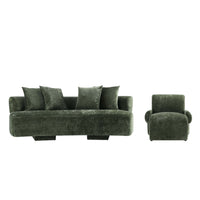 Verandah Mid-Century Modern 2-Piece Sofa Set in Olive Green
