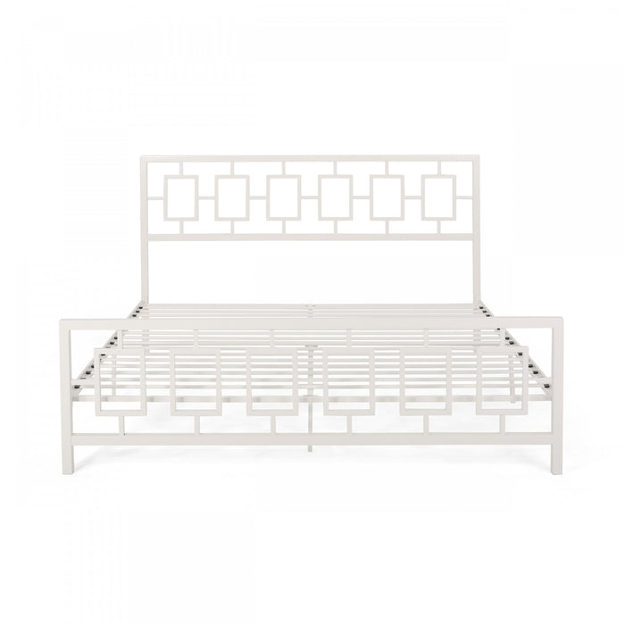 Henry Metal Bed Frame With Vintage Headboard,king Size,white King Bed