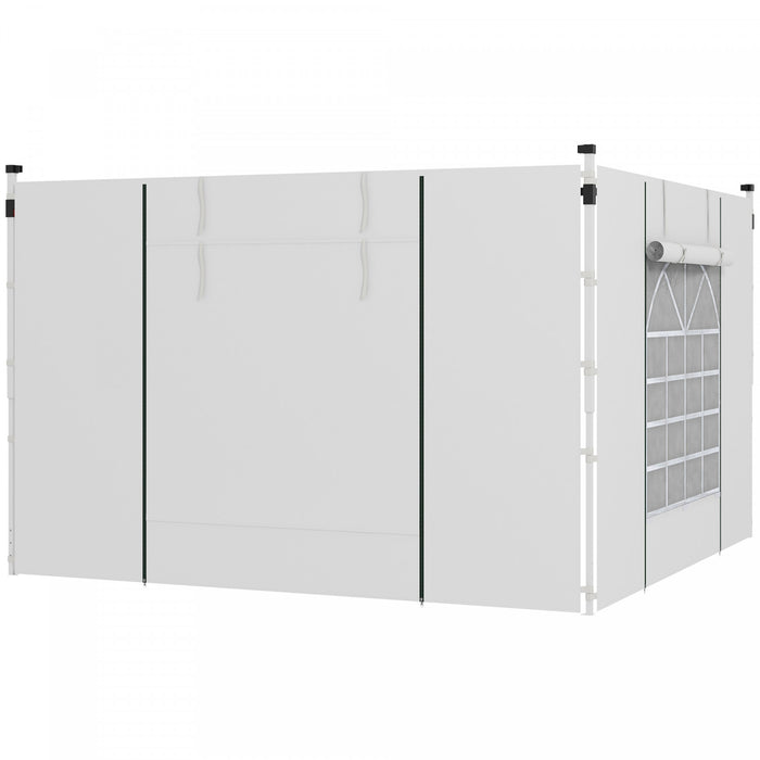 Outsunny Instant Canopy Sidewalls With Windows And Doors, For 10' X 10' Or 10' X 20' Pop Up Canopy, Canopy Walls Replacement, 2pcs, White