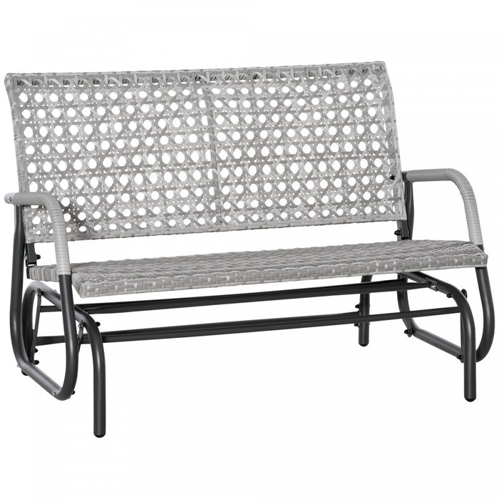 Outsunny 2 Seater Wicker Outdoor Glider Bench, Mixed Grey