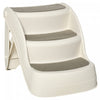 Pawhut Portable Pet Stairs Foldable Steps For Small Dogs And Cats 3-step With Non-slip Treads For Beds Sofas, Cream