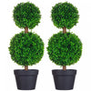 HOMCOM Artificial Boxwood Topiary Tree Set of 2, Faux Boxwood Topiary Trees