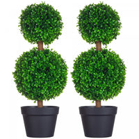 HOMCOM Artificial Boxwood Topiary Tree Set of 2, Faux Boxwood Topiary Trees