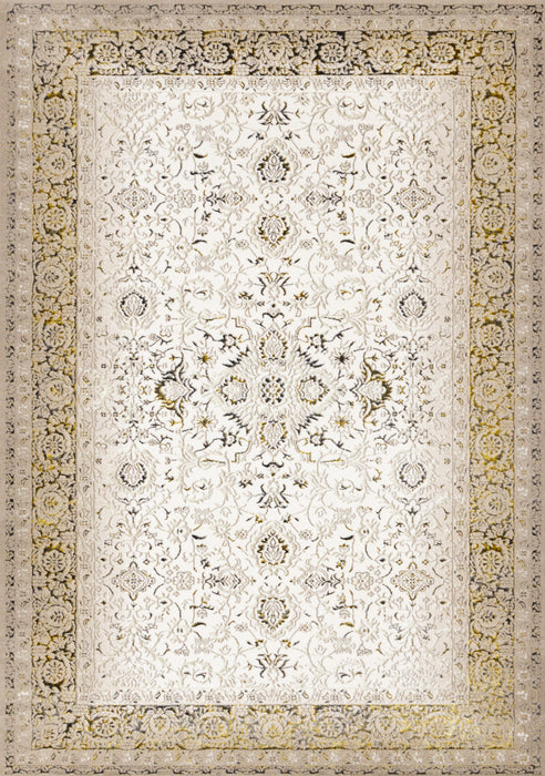 Zaris Cream Yellow Black Elegant Classic Rug, 5'3\" x 7'7\" Indoor Area Rug