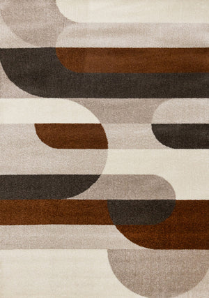 Marley Geometric Curves Taupe Oxblood Area Rug - 7'10