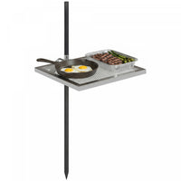 Outsunny Swivel Campfire Grill, 360° Adjustable Heavy Duty Chrome-Plated Steel Campfire Cooking Grate, Portable Fire Pit Grill for Outdoor Camping, Silver