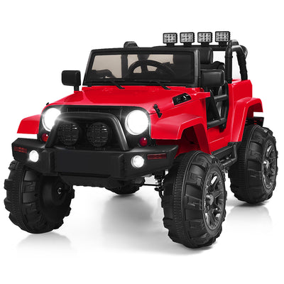 Costway 12v Kids Ride On Truck Car W/ Remote Control Mp3 Music Led Lights Red